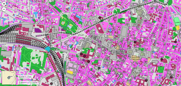 BD TOPO personnalisable : secteur de la gare à Dijon