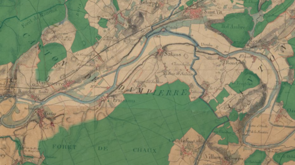 Extrait de carte des forêts du 19ème siècle